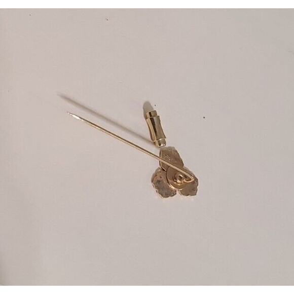 Vintage New Lawrence Bentley Double Tac Pin Brooch Hat Pin Set Gold Sun Enamel - Picture 13 of 13